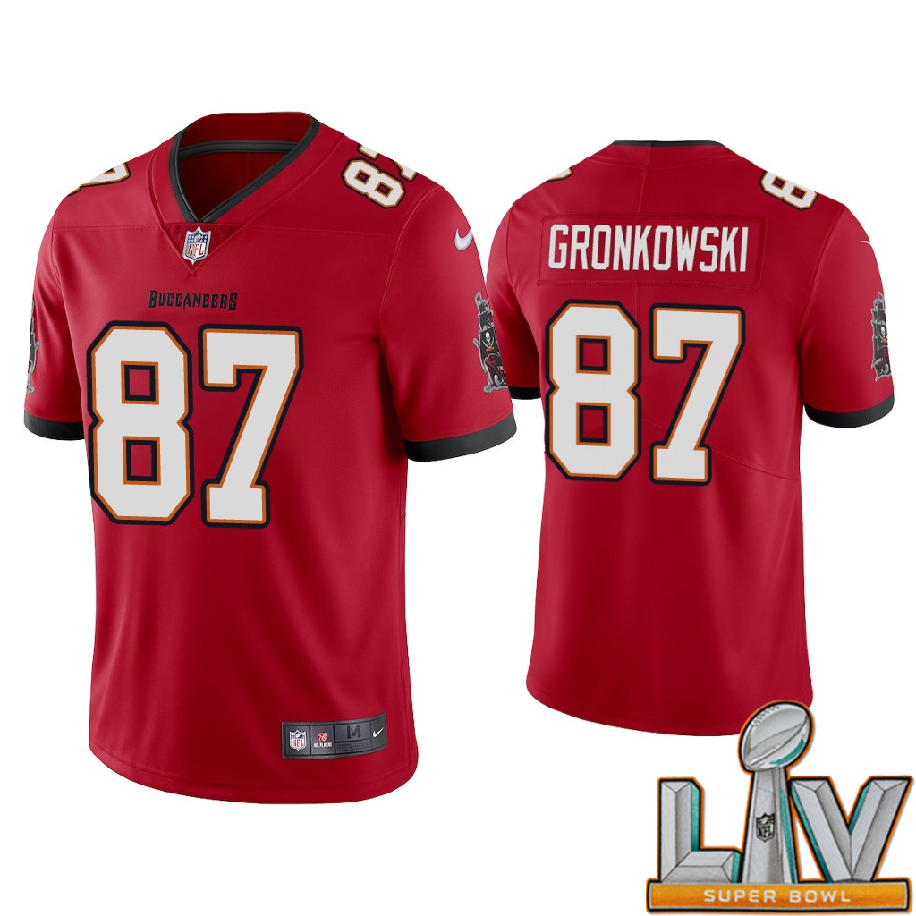 Super Bowl LV 2021 Men Tampa Bay Buccaneers #87 Rob Gronkowski Vapor Limited Red NFL Jerseys->tampa bay buccaneers->NFL Jersey